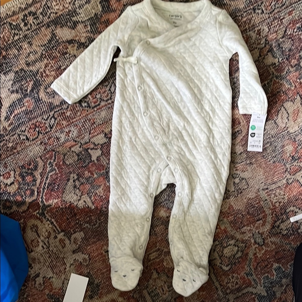 NWT Cozy Light Gray Quilted kimono onesie